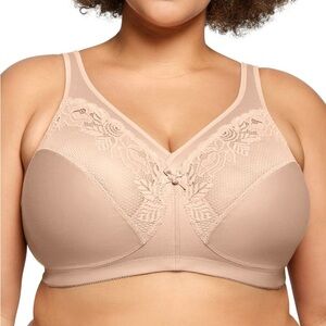 Glamorise MagicLift Minimizer Wirefree Bra‎ Size 44DD in Cafe